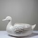 Cache pot/coupe canard en faïence craquelée beige vintage