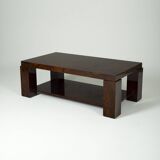 Lacquered elm magnifying glass coffee table, 1970s