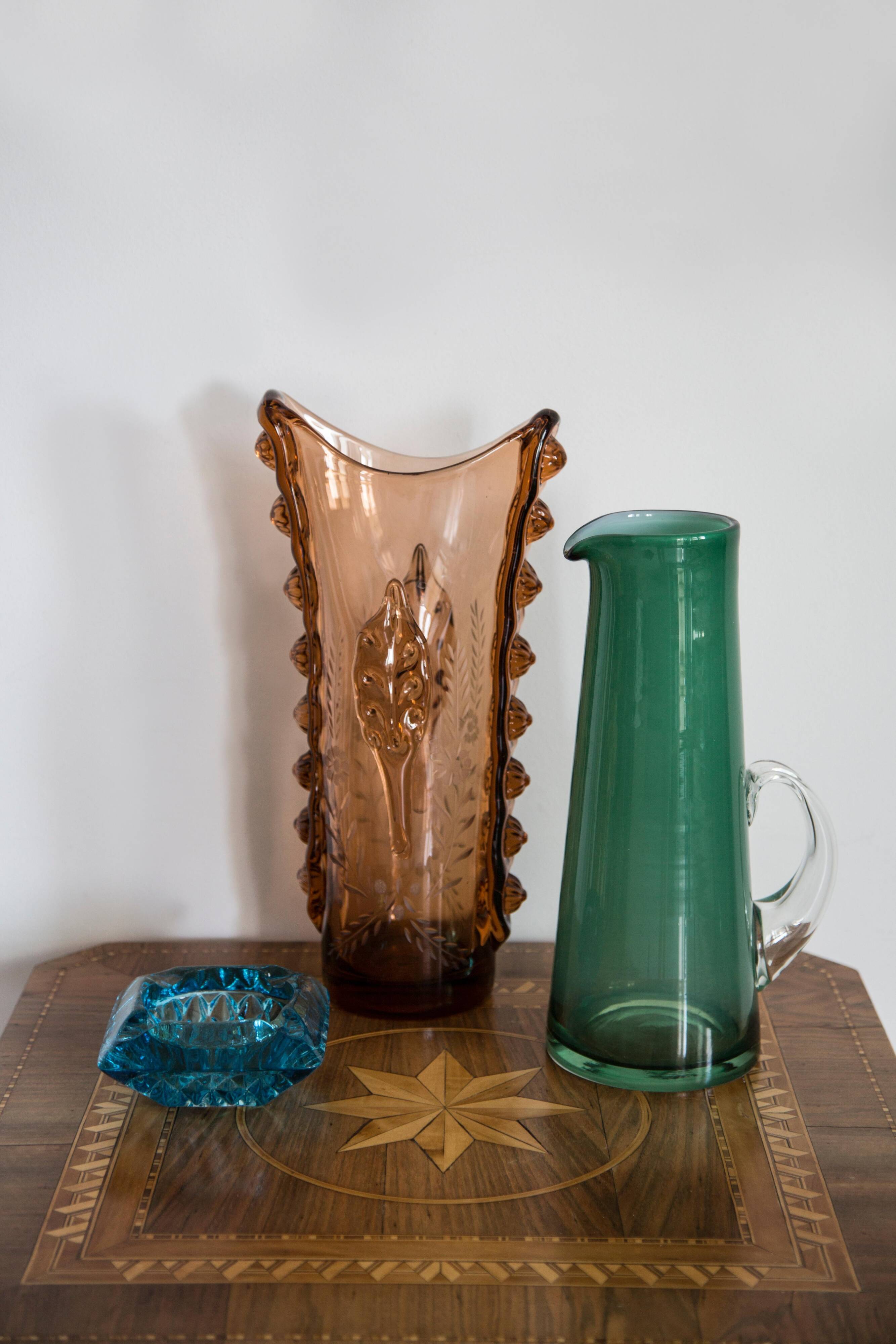 Vintage artistic vase in solid orange glass from Tarnowiec, Europe, 1970s.