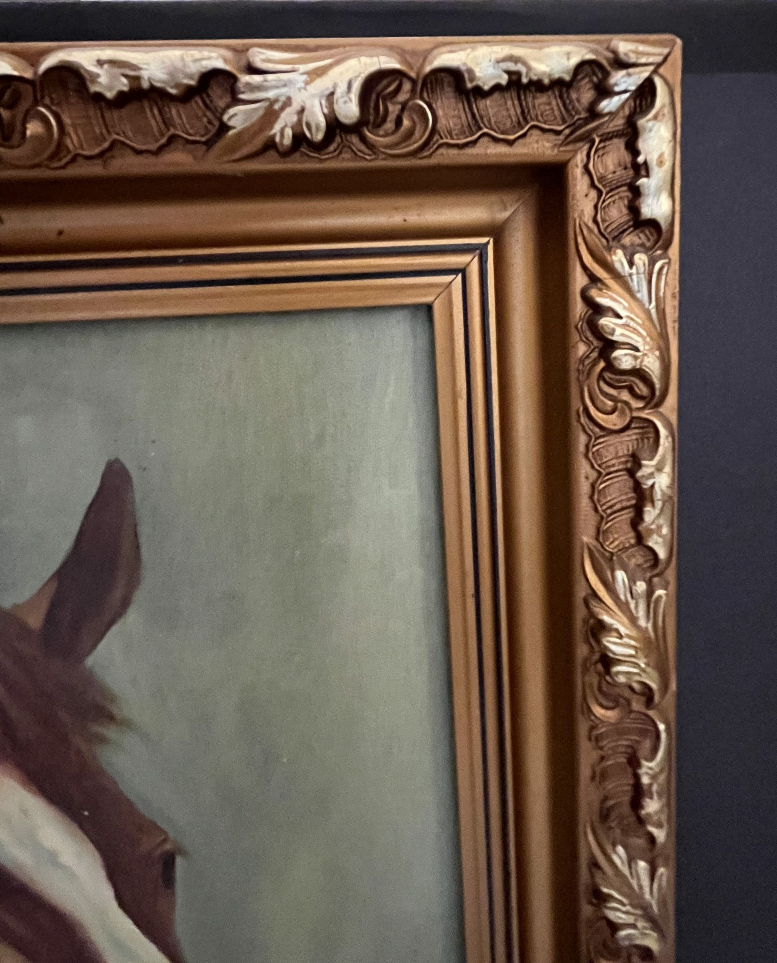 Oil on canvas, alezan horse head