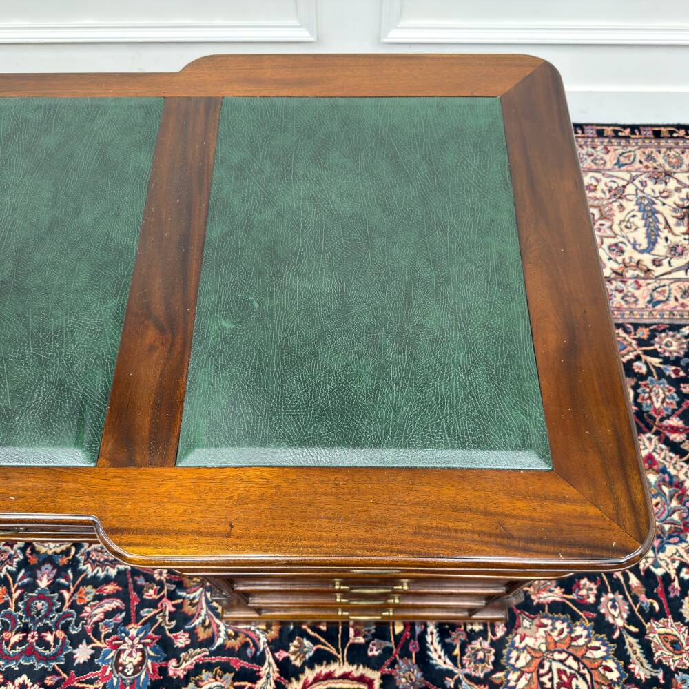 Classic English Desk Green Leather Inlay