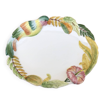 Lancel Paris ceramic dish with embossed parrot decoration