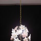 Charming Murano vintage chandelier white and pink flowers