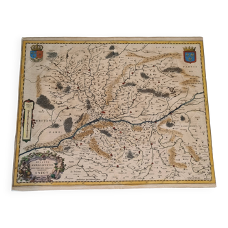 Antique 1631 map of the Duchy of Anjou by Guillaume Blaeu (1571-1638) after Lézin Guyet (1515-158)