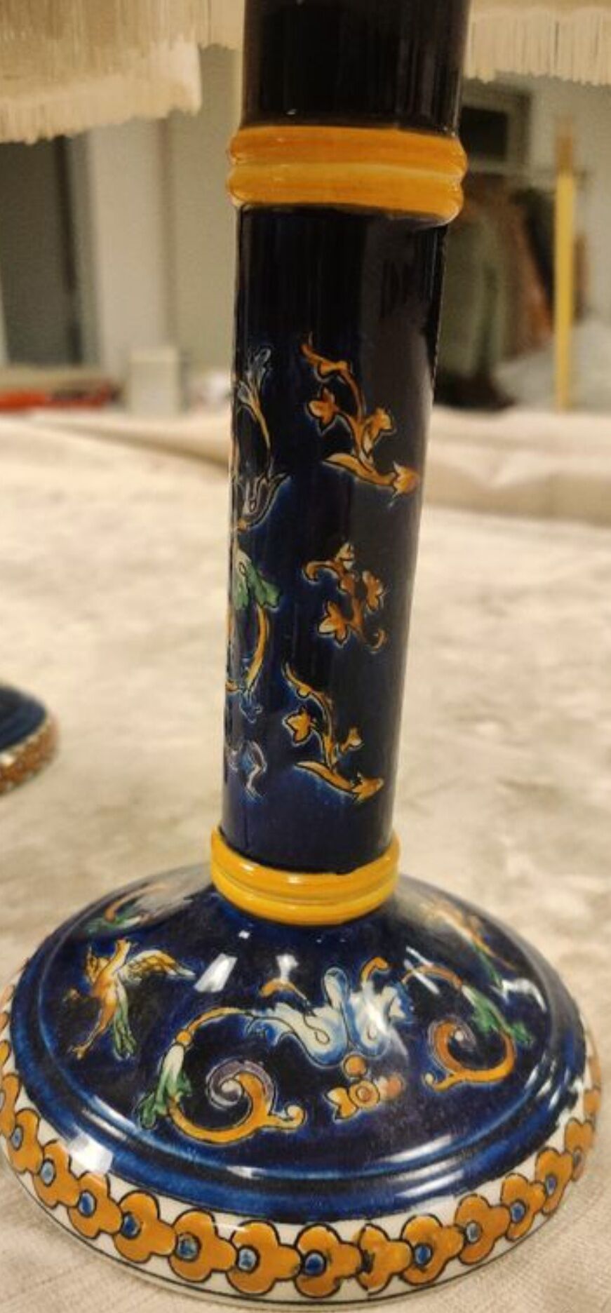 Pair of Gien porcelain bedside lamps