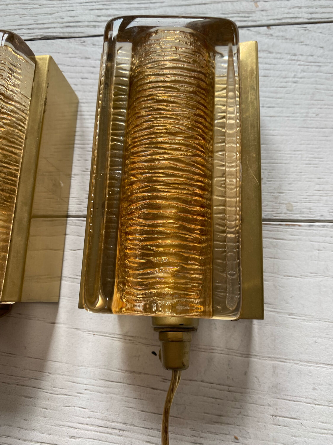 Scandinavian pressed glass wall lights