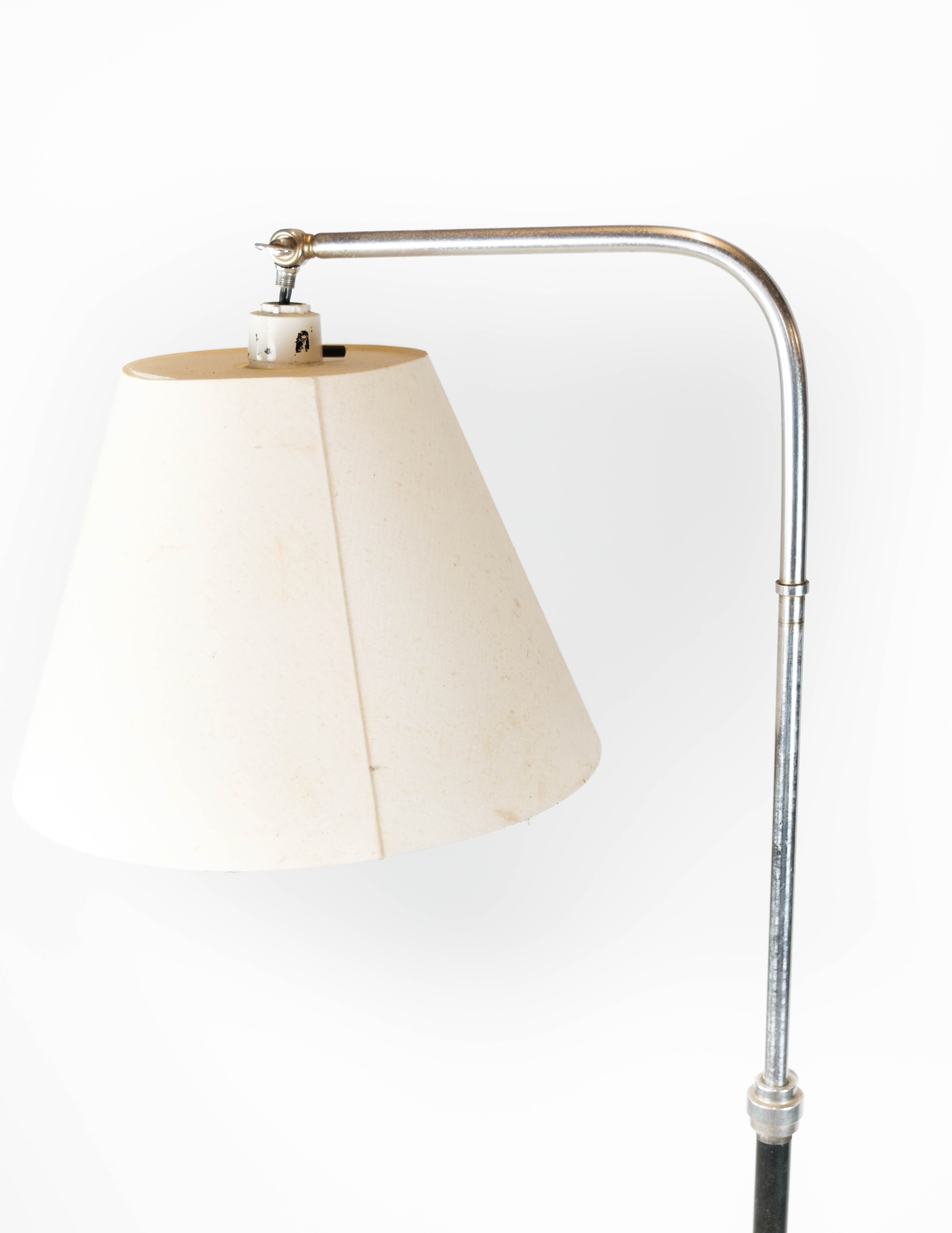 Floor lamp of chrome and black painted metal of Danish design, 1970s
