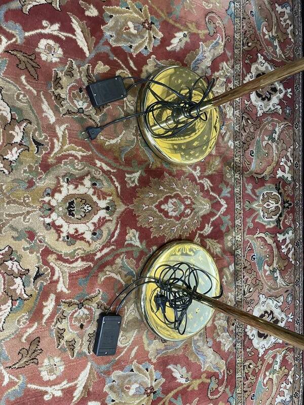 Pair of brass floor lamps