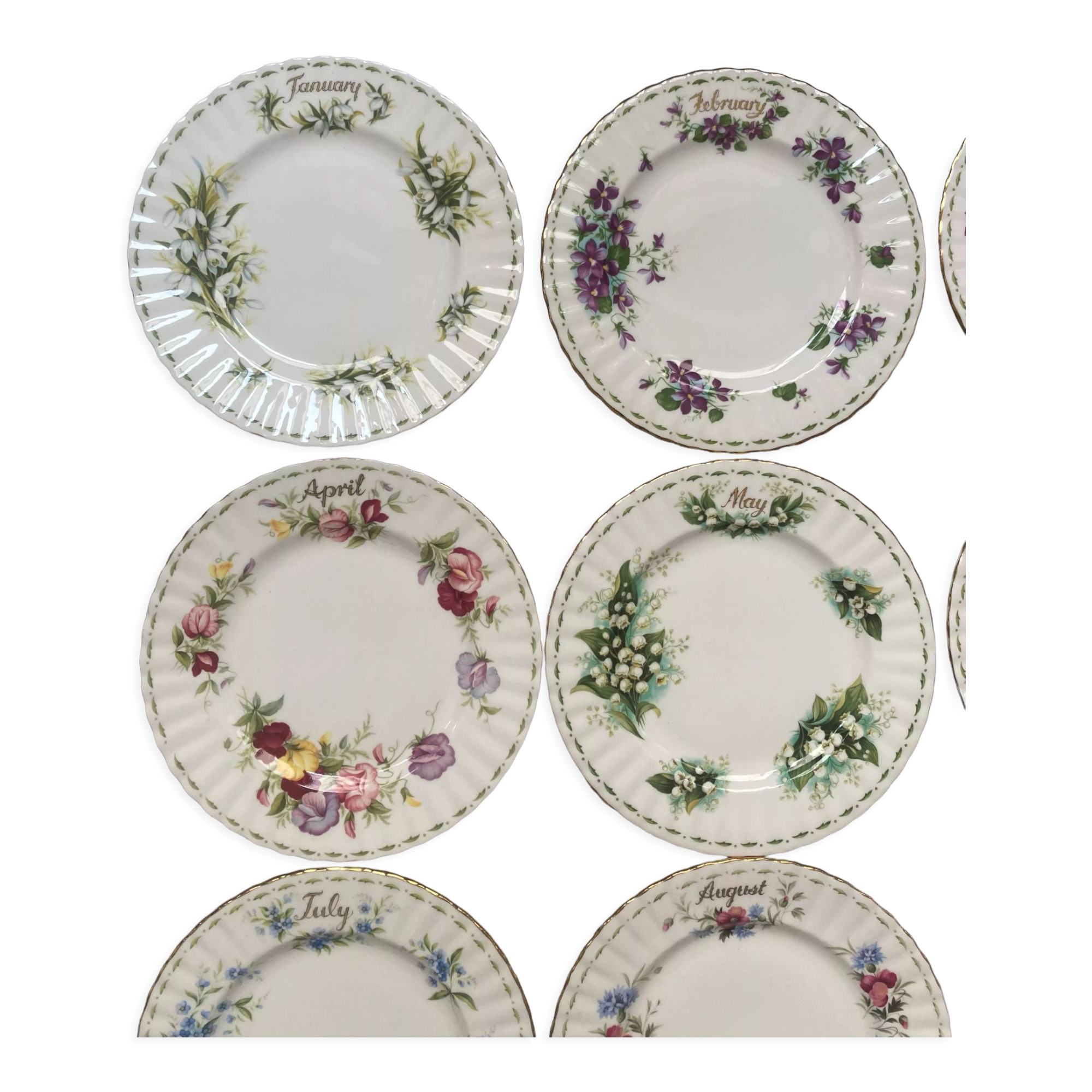 Set de 12 assiettes royal albert « mois de l’année »