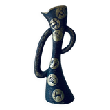 Brutalist bronze vase, the signs of the zodiac
