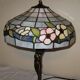 Art Nouveau Table Lamp in Burnished Brass and Coloured Glass (c. 1980)