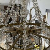 Old cascade chandelier with crystal pendants 19 lights