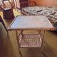 Vintage bedside table in bamboo and rattan with decorative top.