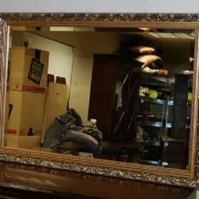 Vintage Bevelled Mirror in Silver and Gold, 1940s