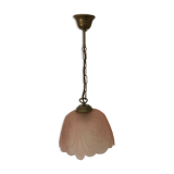 Pink glass paste chandelier with large flowers