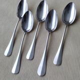 Set of 5 silver-plated metal soup spoons, Uniplat model