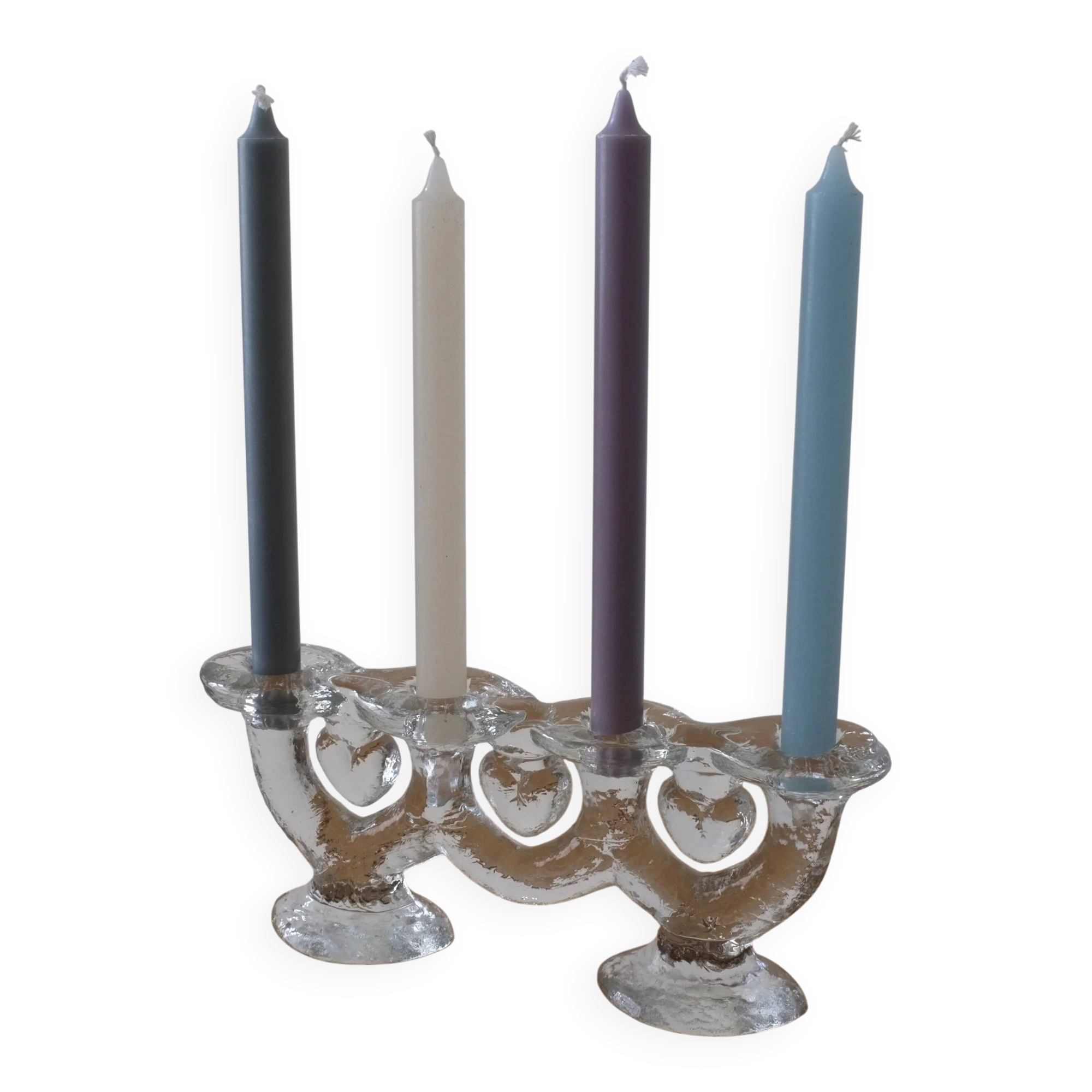 Large glass candle holder by Staffan Gellerstedt | Pukeberg Glasbruk | Sweden