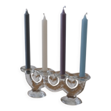 Large glass candle holder by Staffan Gellerstedt | Pukeberg Glasbruk | Sweden