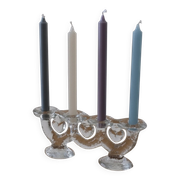 Large glass candle holder by Staffan Gellerstedt | Pukeberg Glasbruk | Sweden