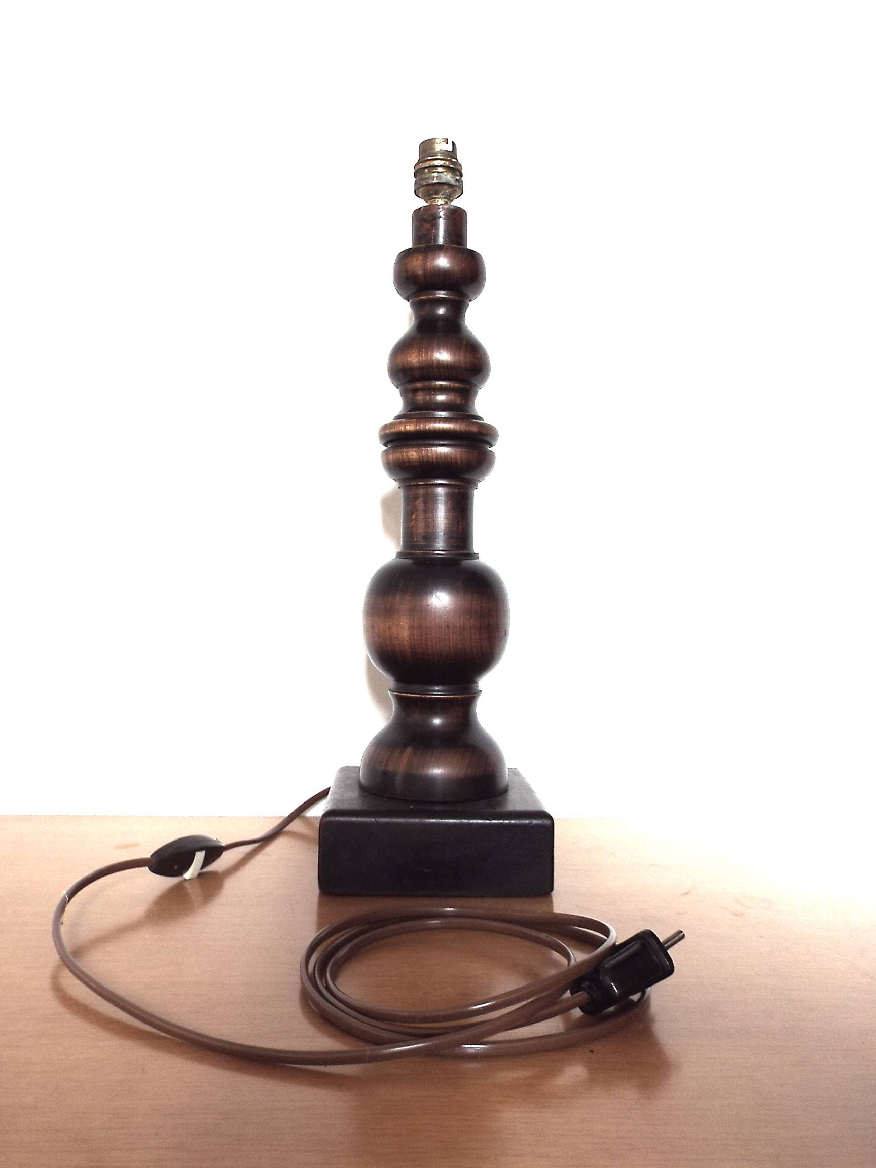 Turned wooden lamp base H44cm