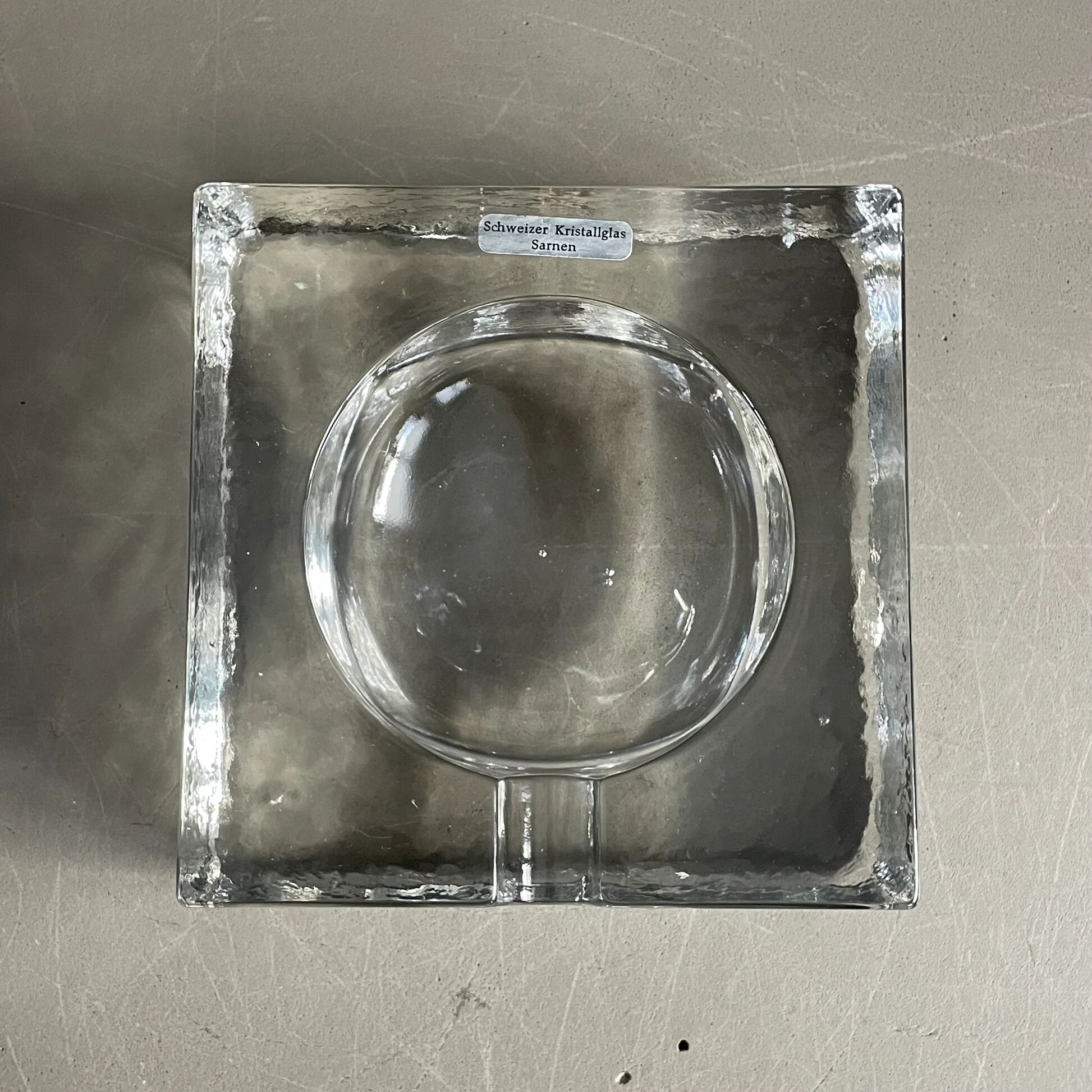 Pressed crystal ashtray from Sarnen