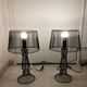 Pair of black modernist design lamps