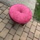 Mid-Century ottoman stool in teak with fuchsia padded seat — G-Plan (1960s)