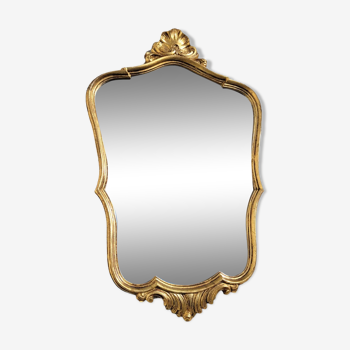Grand miroir doré coquille 1960 47x75cm