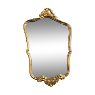 Large golden shell mirror 1960 47x75cm