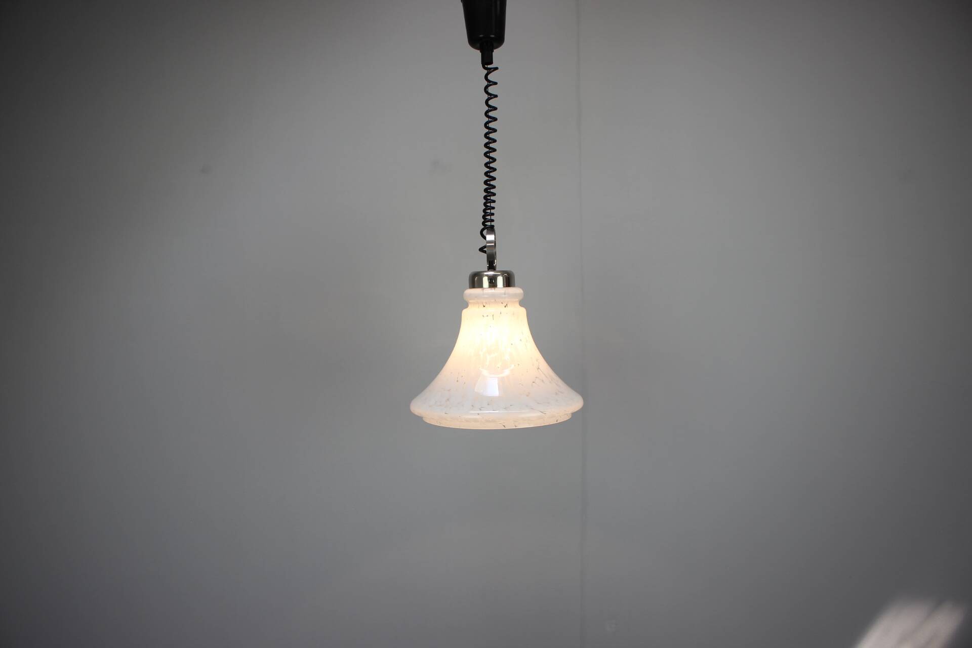 1970s Czechoslovak Mid-Century Glass Pendant Lamp with Marbled Shade