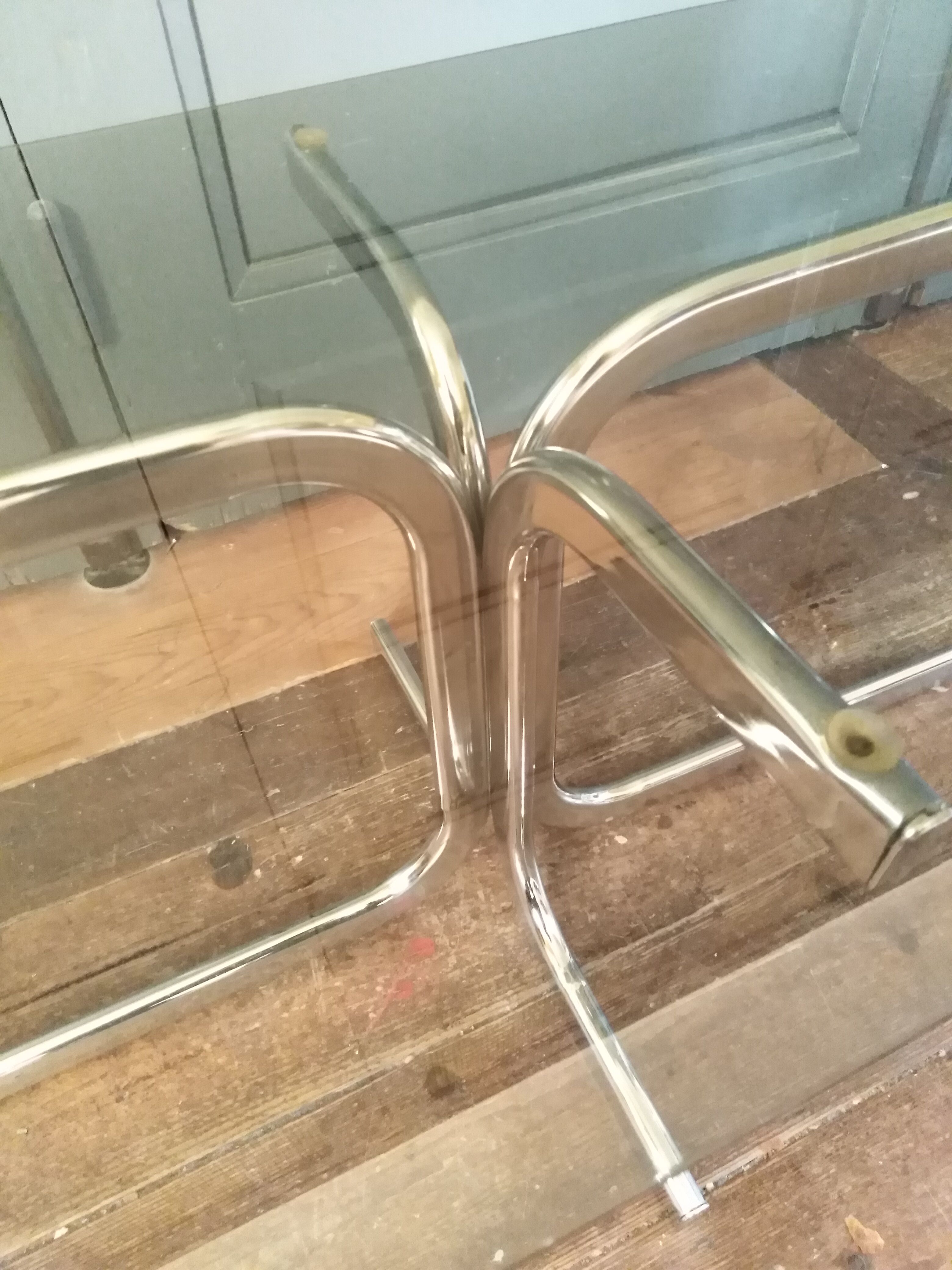 Glass and chrome coffee table 1970