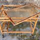 Vintage rolling dessert trolley in rattan, removable tray, Riviera style, 50s-60s.