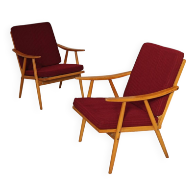 Paire de fauteuils Boomerang Antonin Suman TON Thonet 1960