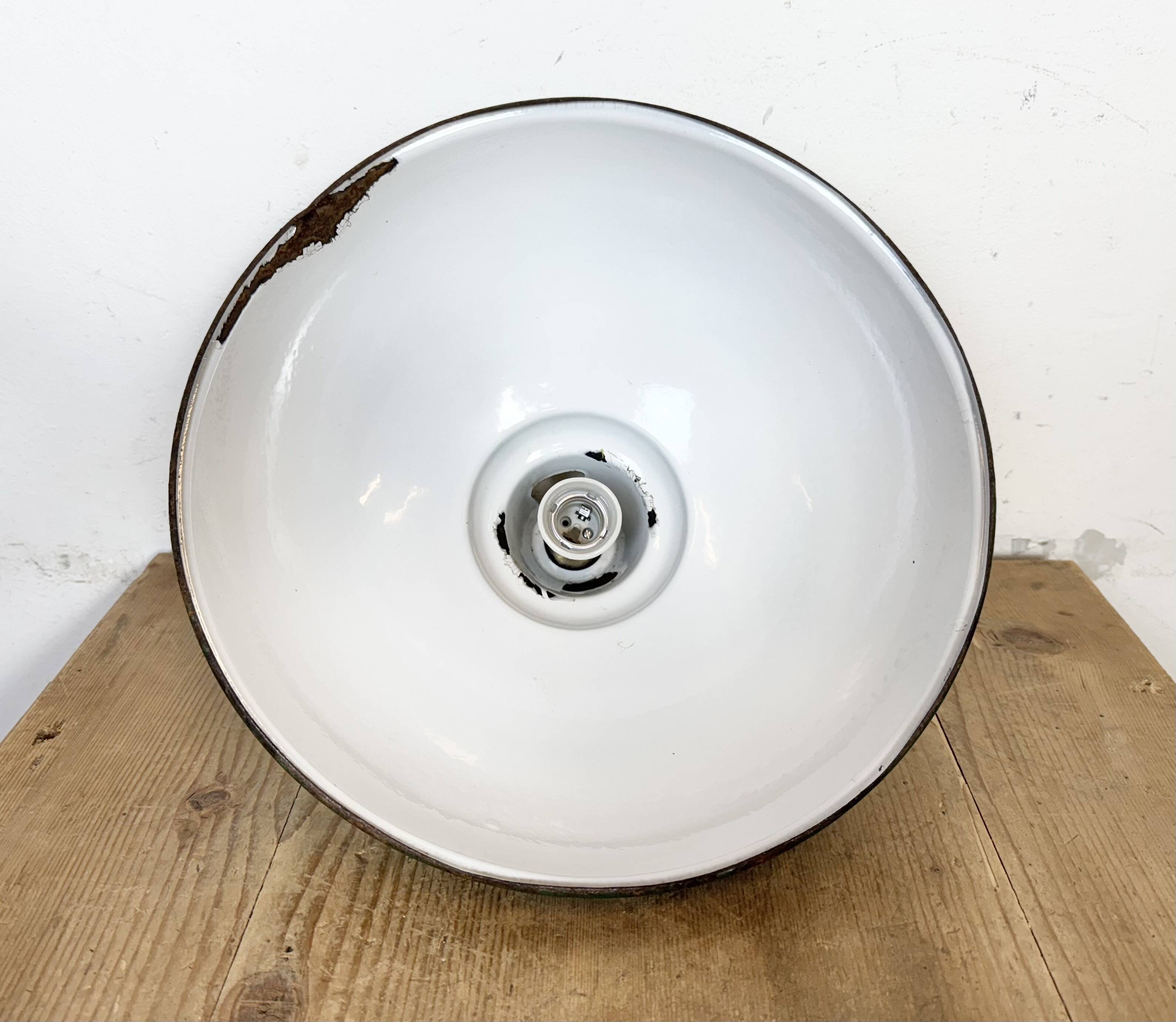 Industrial British Green Enamel Factory Pendant Lamp from Maxlume, 1960s