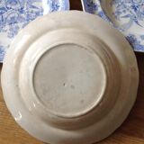 5 plates in faience old blue pattern flower bird