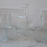Set carafe and 6 whisky glasses years 60-70