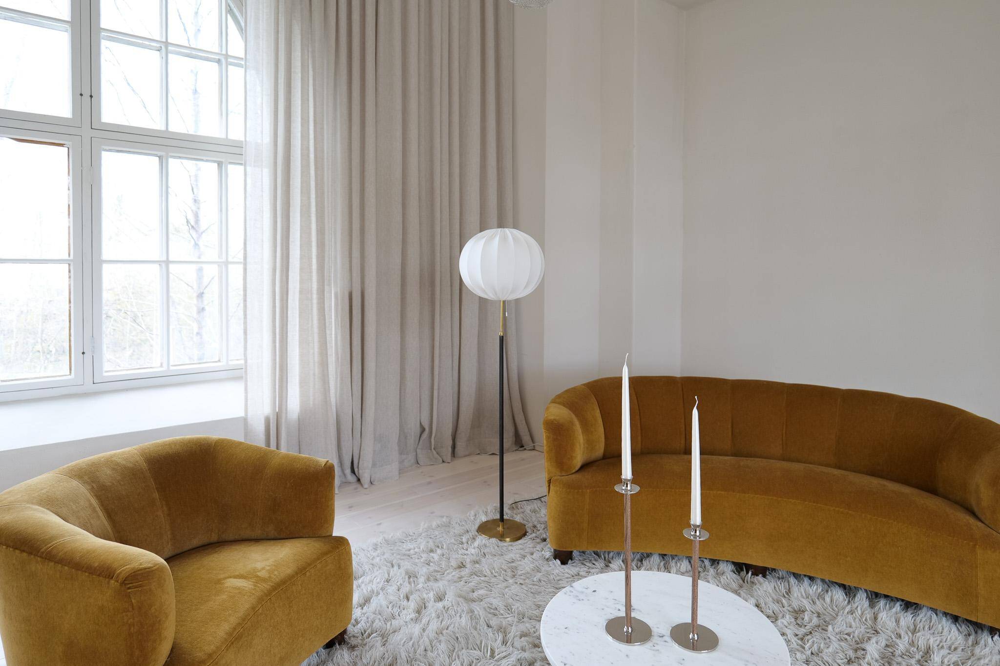 Mid-century black leather floor lamp by Falkenbergs Belysning, Sweden, 1960s.