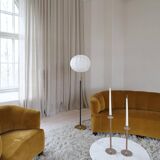 Mid-century black leather floor lamp by Falkenbergs Belysning, Sweden, 1960s.