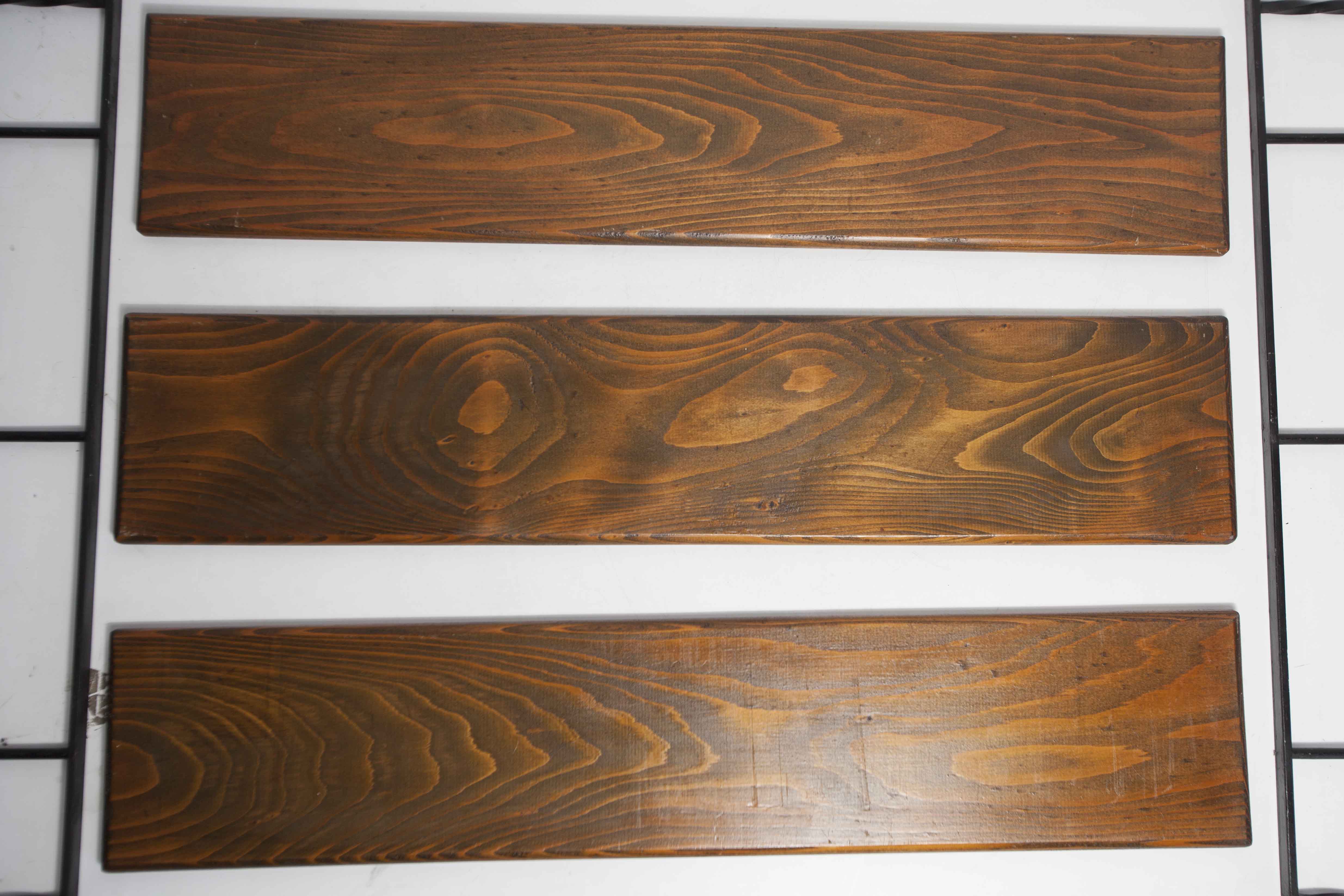 Wall shelf string 1960 3 solid wood tops black and brown