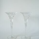 pair of large Swirl crystal candlesticks signed J&G Durand 1950