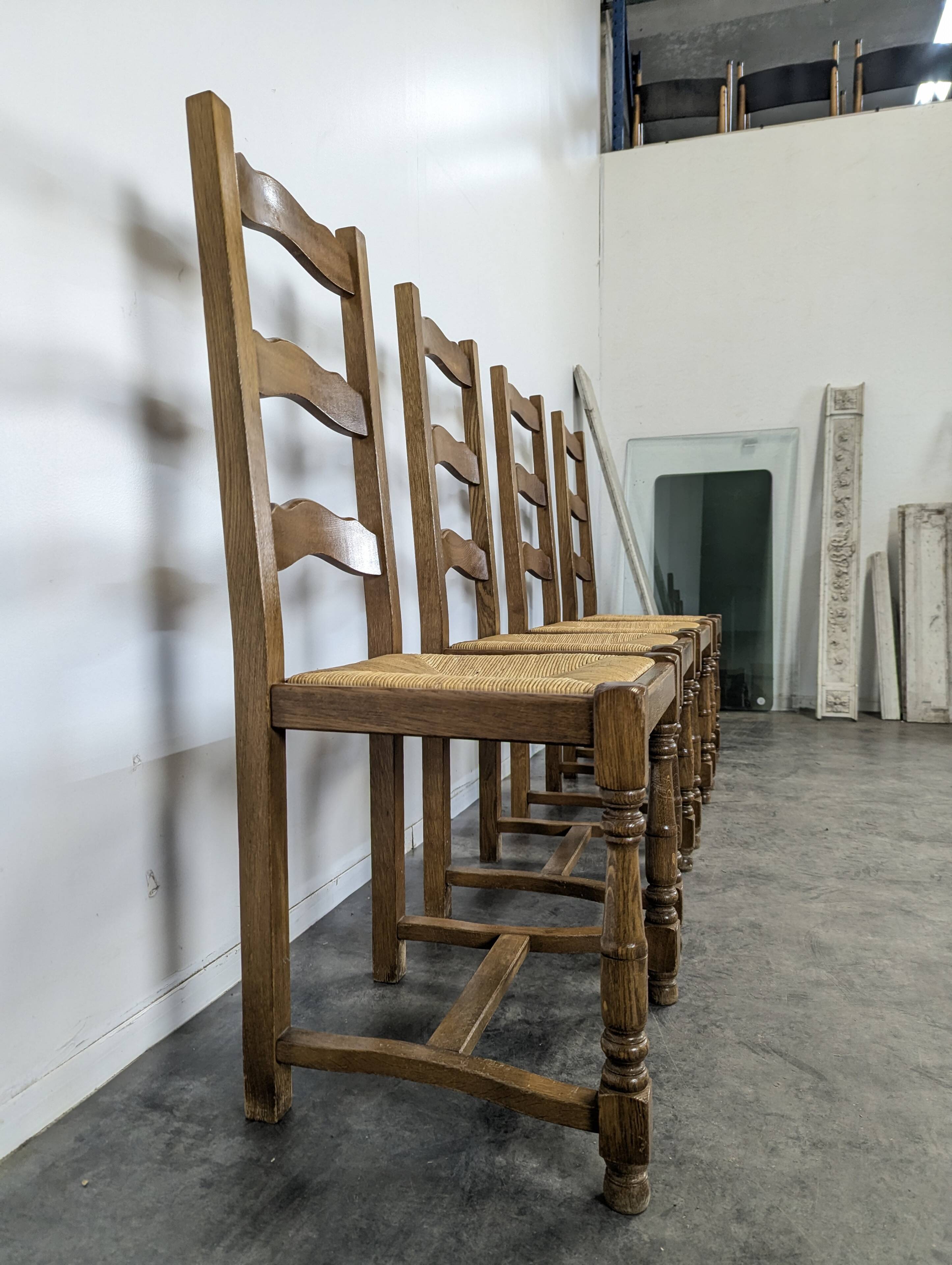 Set of 4 rush-seated chairs