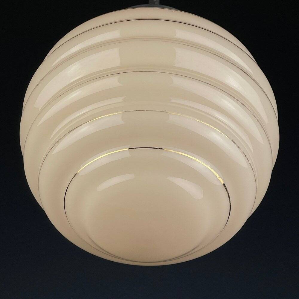 Vintage pink glass pendant lamp, Italy, 1950s