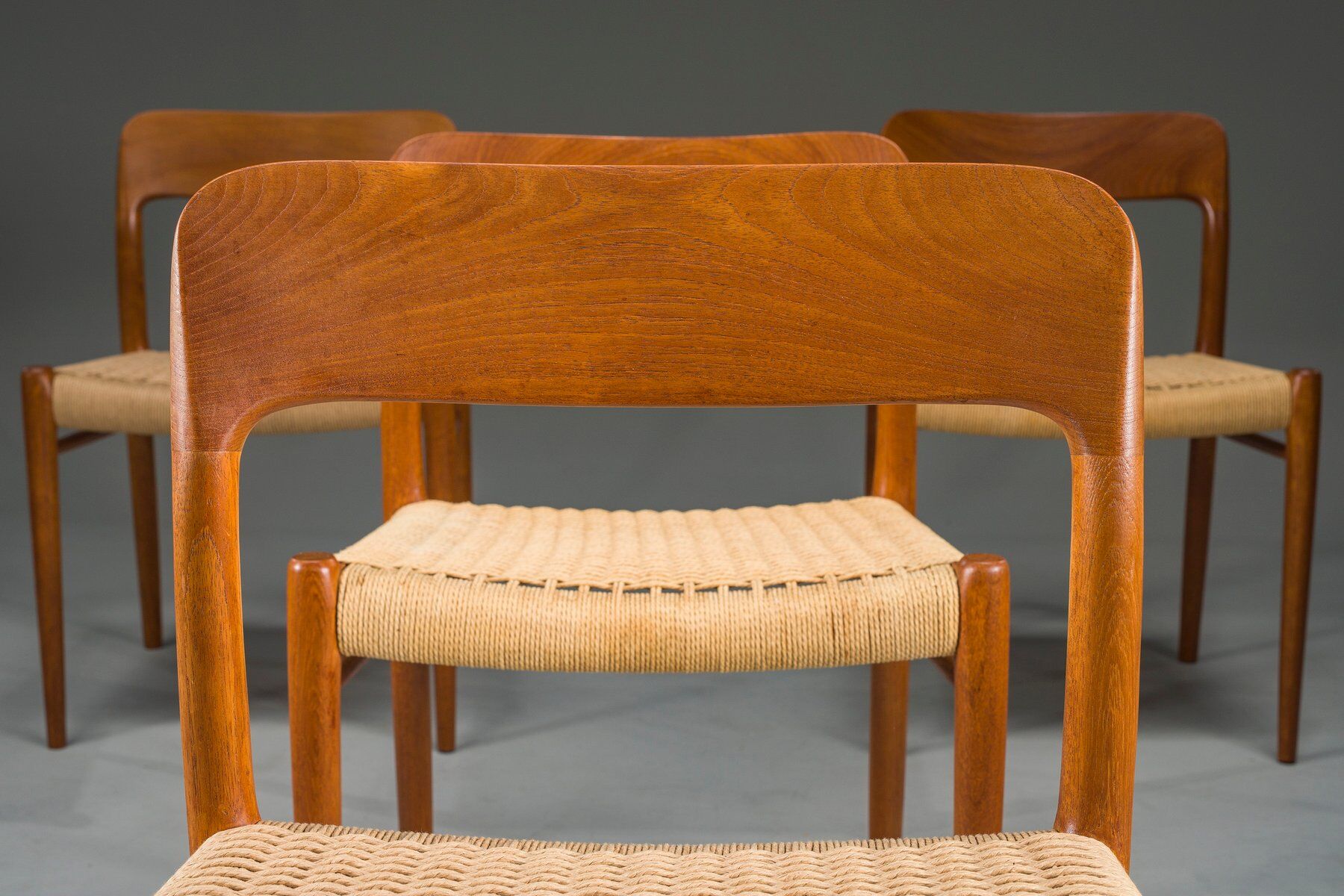 Danish teak Model 75 dining chairs by Niels Møller, 1960s, set of 8