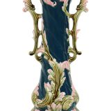 Antique Blue Art Nouveau Vase Rococo Style 38cm