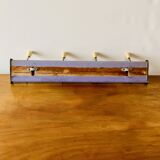 Old wall coat rack - 4 brass hooks