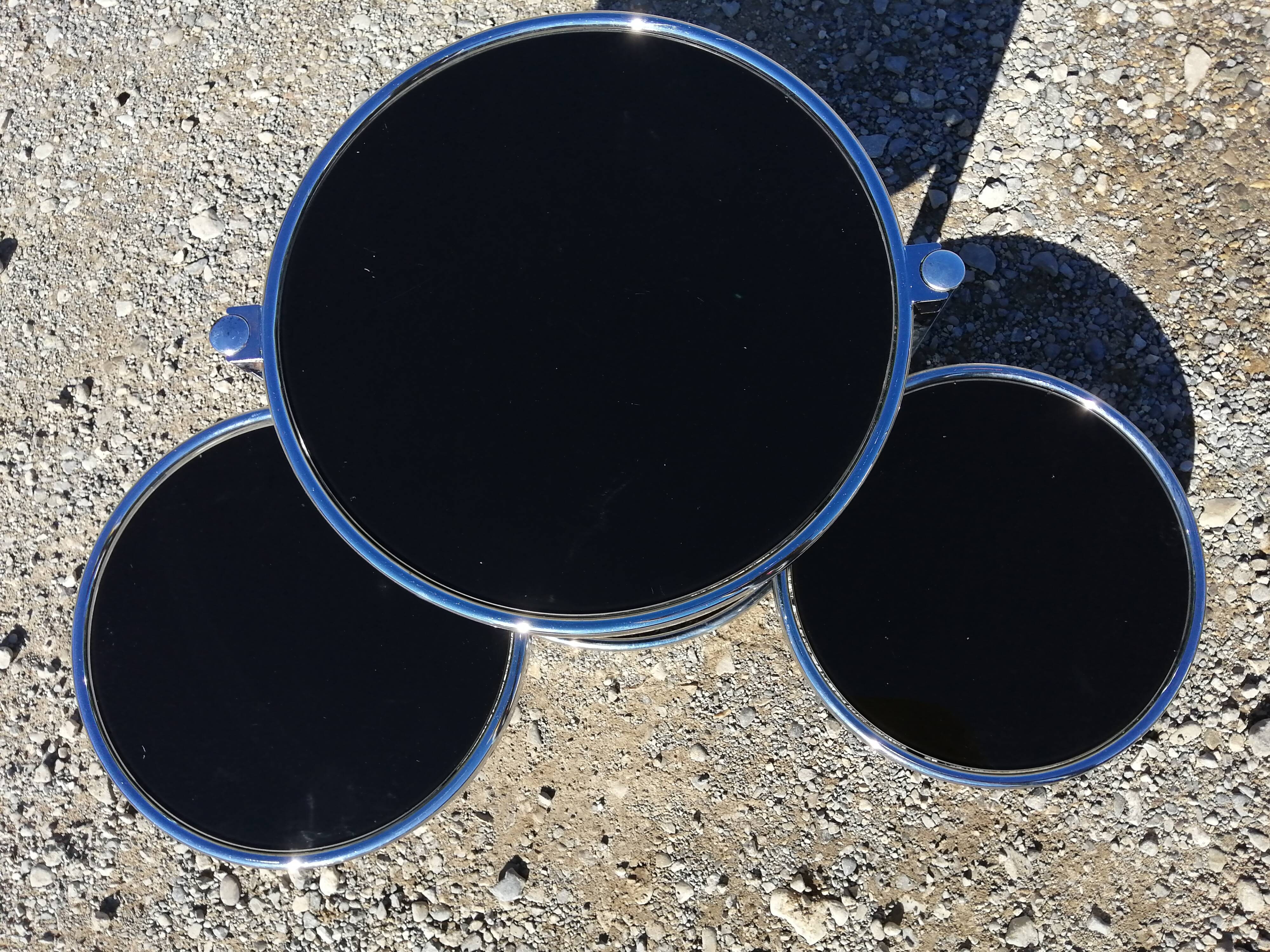 Vintage coffee table with 3 swivel trays - 80s