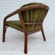 Fauteuil danois, rotin, velours, années 70