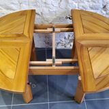 Extendable dining table in solid elm by Maison Regain 1960