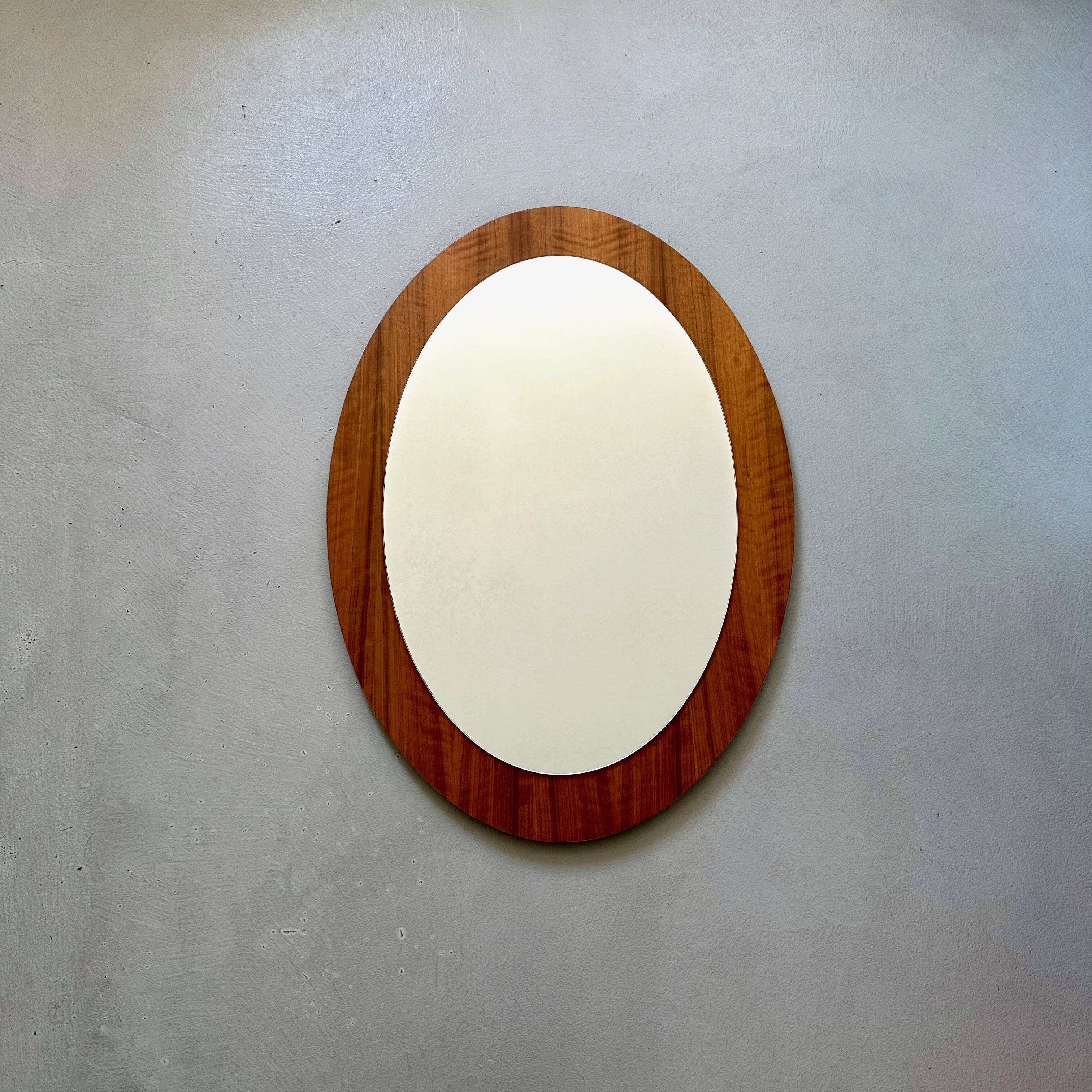 Mid-century wall mirror, oval mirror, Scandinavian design