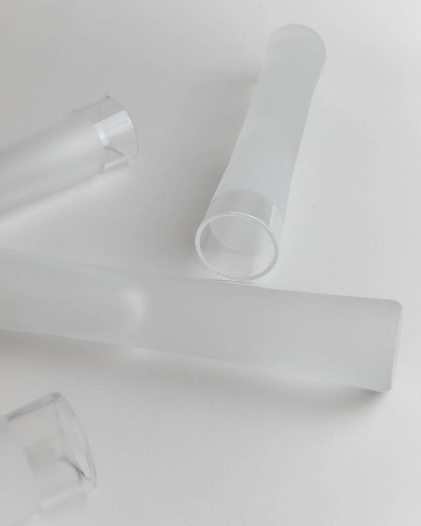 Transparent Murano Glass Liqueur Glasses - Set of 4, Ice-Effect, Heavy Tubular Design, Italy 1980s